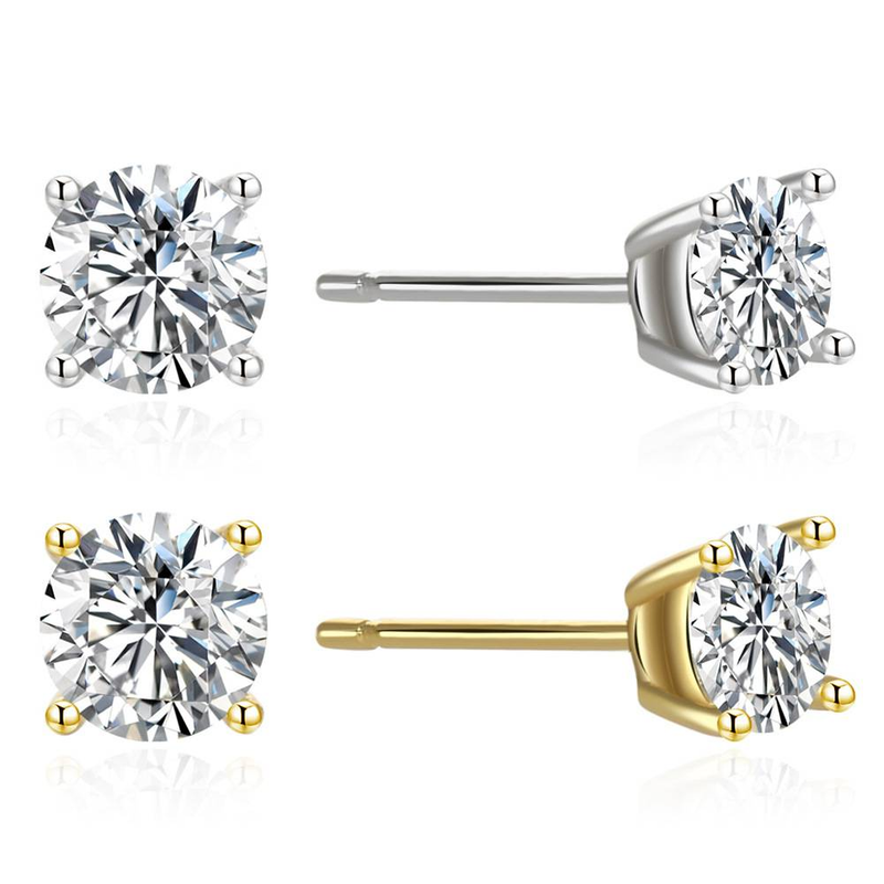 Orecchini in argento sterling S925 per donna Orecchini a quattro griffe Orecchini con moissanite da 4 mm_voghion.com