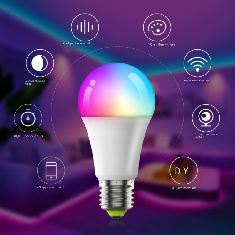 Luci e illuminazione Lampadina LED Bluetooth intelligente da 9 W Illuminazione d'atmosfera Scena confortevole e rilassante Regolazione gratuita Voce intelligente_voghion.com