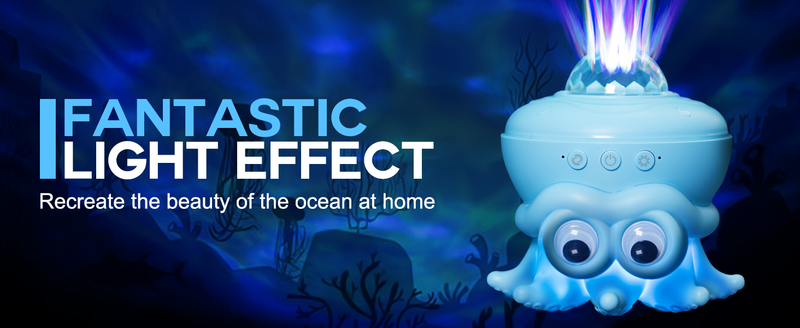 【2 w 1】Projektor ośmiornicy, projektor nocnego światła oceanicznego do sypialni, ulepszony głośnik Bluetooth - z białym szumem, zasilanie przez USB, timer i pilot_voghion.com