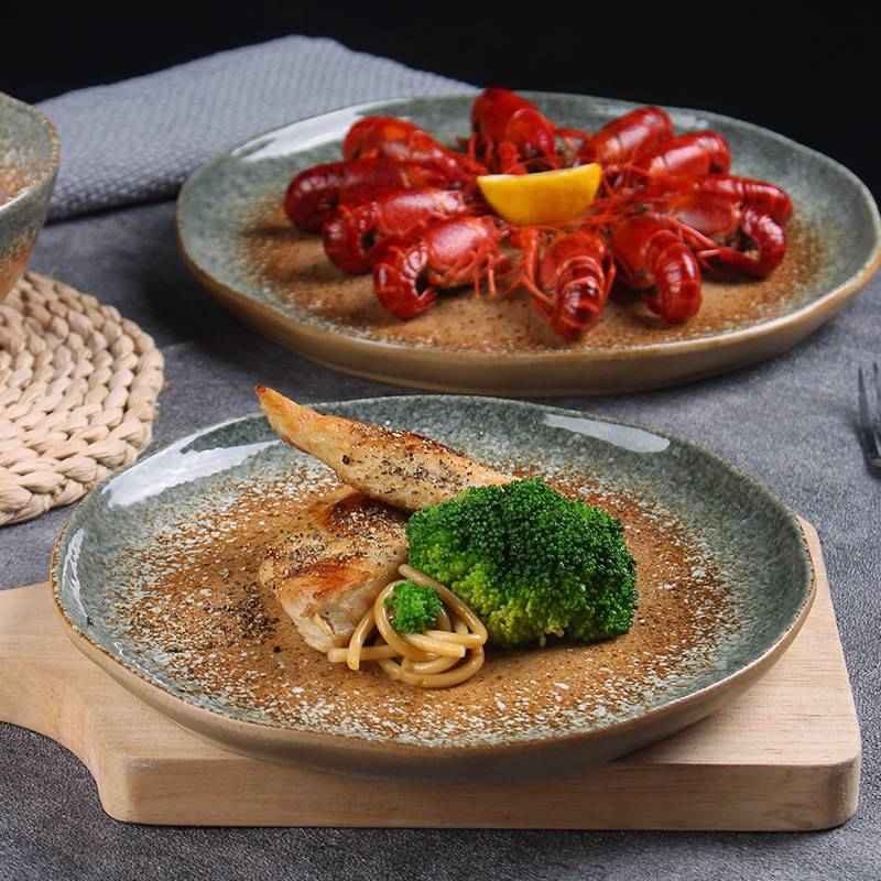Ręcznie robiona miska ceramiczna Celadon Underglaze Gradient Tableware Rustykalna wiejska głęboka miska na zupę ryżową_voghion.com