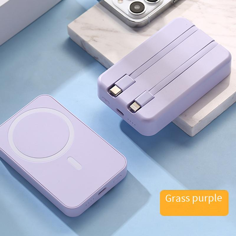 Magnetic Wireless Power Bank 10000mAh With Magsafe - Ultra Slim Portable Charger, 12W Fast Charging, Built-in Cable Option_voghion.com