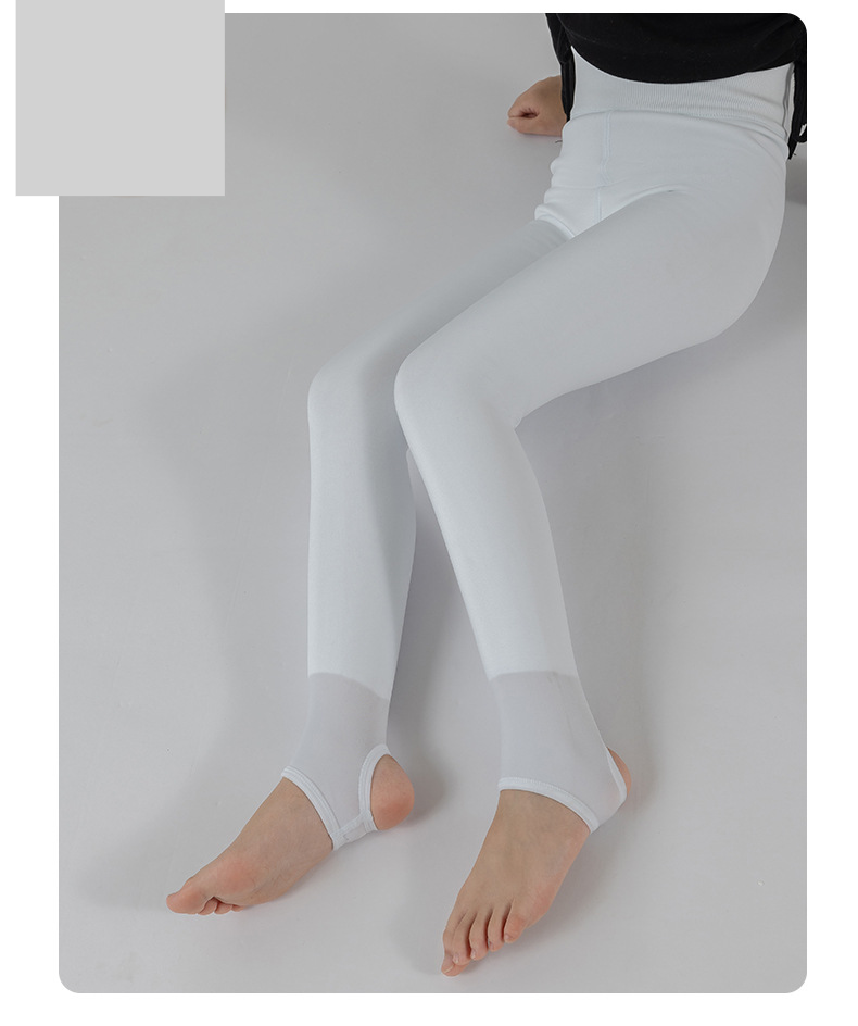 Collants thermiques doublés en polaire pour femme - Leggings d'hiver anti-boulochage haute élasticité, noir/peau/blanc (avec pieds/convertibles)_voghion.com