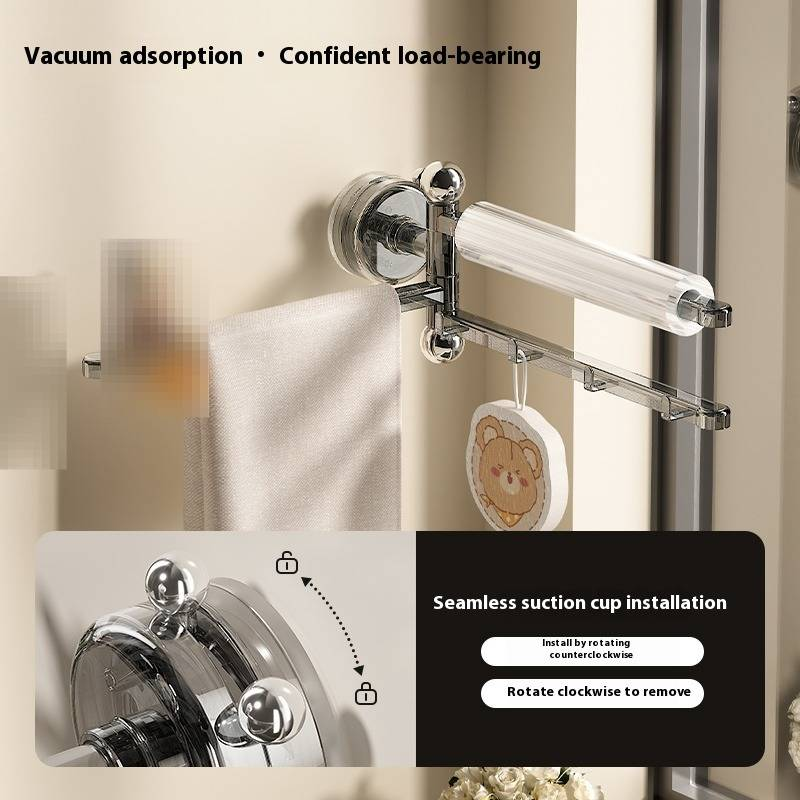 Multifunctioneel afdruiprek met zuignap – roterende handdoekhouder en droogrek voor keuken en badkamer (muurmontage, ruimtebesparend, multifunctionele opslag)_voghion.com