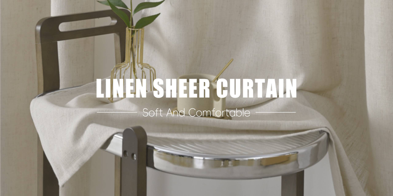 Linen Curtains Polyester Linen Textured Light Filtering Semi-Sheer Grommet Curtain Pair (Set Of 2)_voghion.com