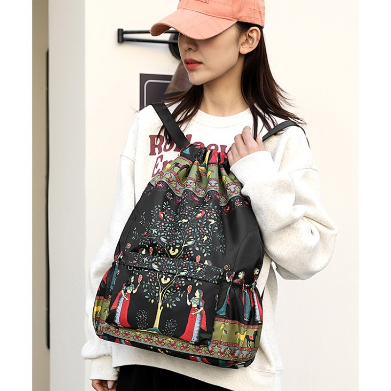 Sports Drawstring Backpack, Large Capacity, Travel, Outdoor, Double Shoulder Bag, Basketball Bag, With Drawstring Pockets, Women's_voghion.com