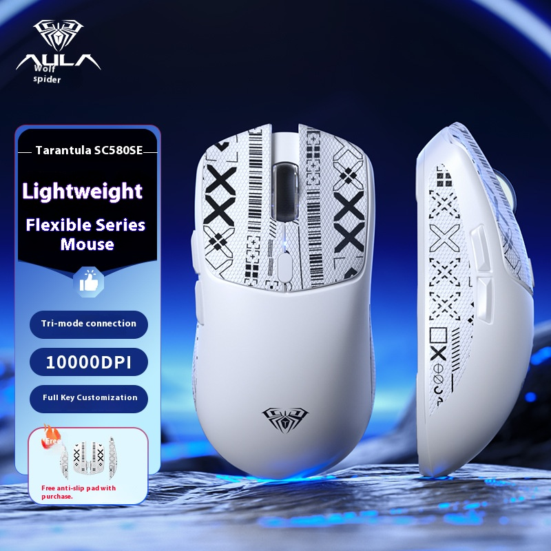 Wireless Gaming Mouse - Bluetooth/2.4G/Wired, 10000DPI, 6 Buttons, Ergonomic Design, RGB Lighting For PC (Black/White/Red/Purple)_voghion.com