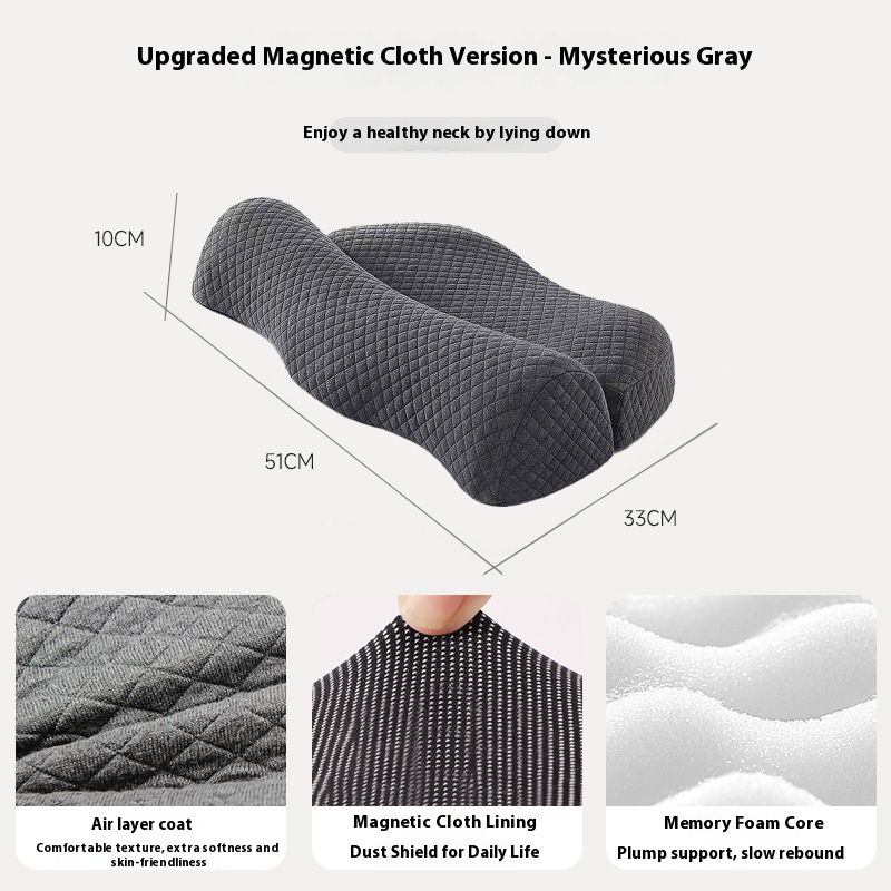 Ergonomic Memory Foam Neck Pillow For Pain Relief - Breathable & Supportive Cervical Support Pillow With Magnetic Therapy & Heating Options_voghion.com