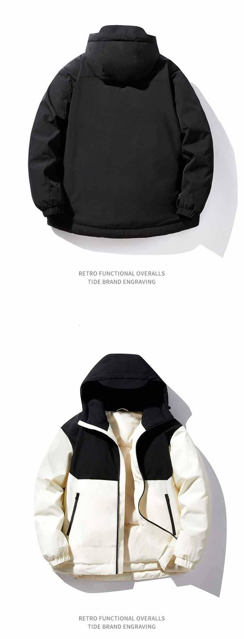 Men's Lightweight Hooded Down Jacket, Slim Fit Winter Coat With Color Block Design, Short Puffer Jacket For Teens & Adults_voghion.com