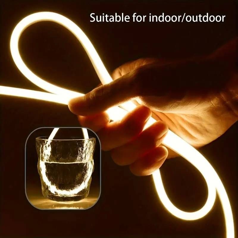Flexible 5V USB LED Neon Light Strip - Waterproof Silicone Rope Light For Bedroom, TV Backlight, Mirror Lighting, Customizable Ambiance_voghion.com