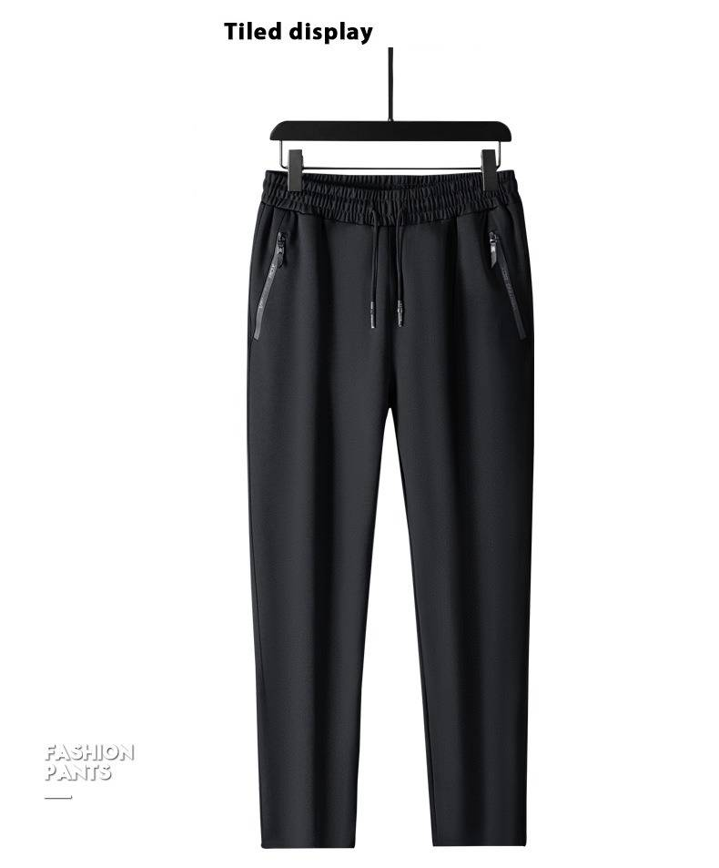 Men's Stretch Casual Jogger Pants - Lightweight Cotton Blend, Elastic Waist, Straight Leg, Solid Color For Spring & Fall_voghion.com