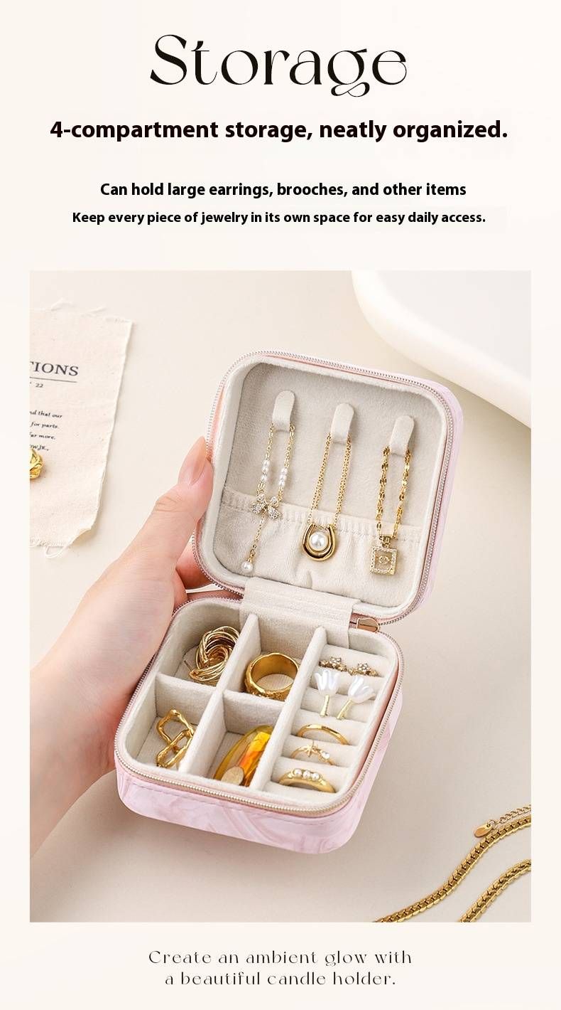 Hochwertige Schmuckschatulle aus Leder – Elegante und kompakte Aufbewahrung für Ringe, Ohrringe und Halsketten – Minimalistisches Design im koreanischen Stil_voghion.com