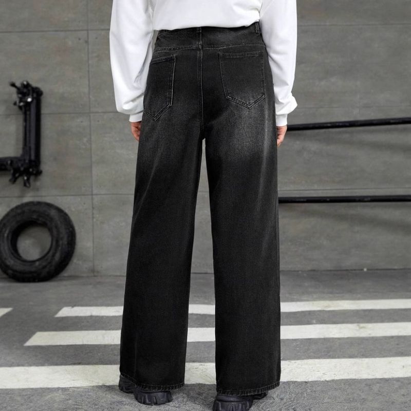 Herren-High-Street-Jeans aus gewaschenem Denim – entspannte gerade Passform, klassischer Cat-Whisker-Distressing, vielseitige Freizeithose für den Alltag_voghion.com