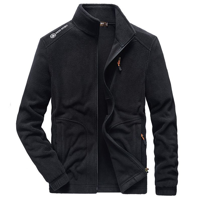 Herren-Fleecejacke, Winter, warm, dick gefüttert, Softshell-Mantel mit Stehkragen für Outdoor-Freizeitkleidung (Schwarz, Dunkelgrau, Olivgrün, Marineblau)_voghion.com
