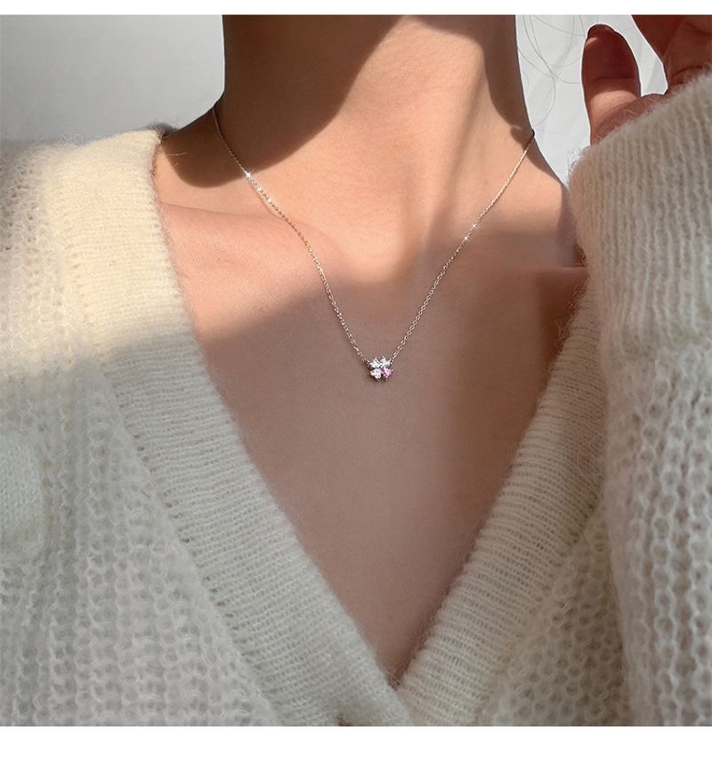 Four Leaf Clover Female Trendy Exquisite Small Simple Temperament S Sier Clavicle Chain Cold Style Necklace_voghion.com