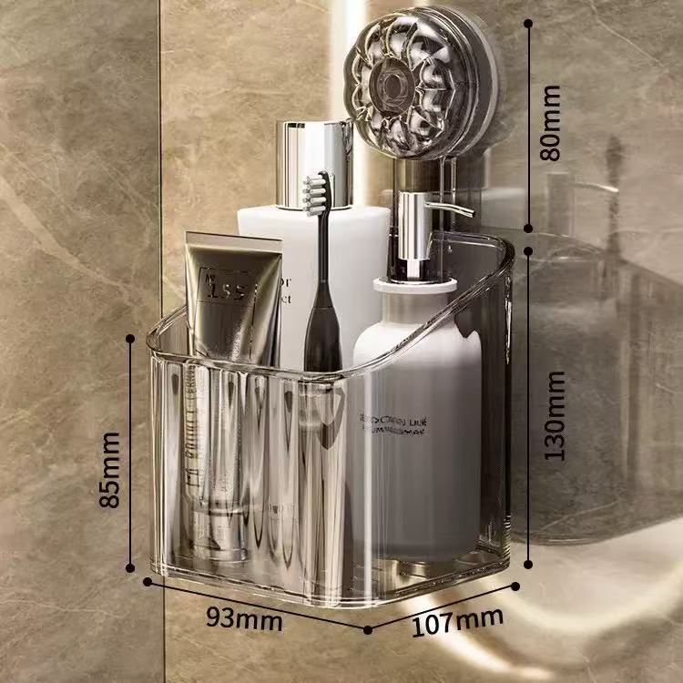 Supporto portaoggetti a ventosa per WC, bagno, lavabo, bagnoschiuma, pettine senza trapano, scatola portaoggetti a parete_voghion.com