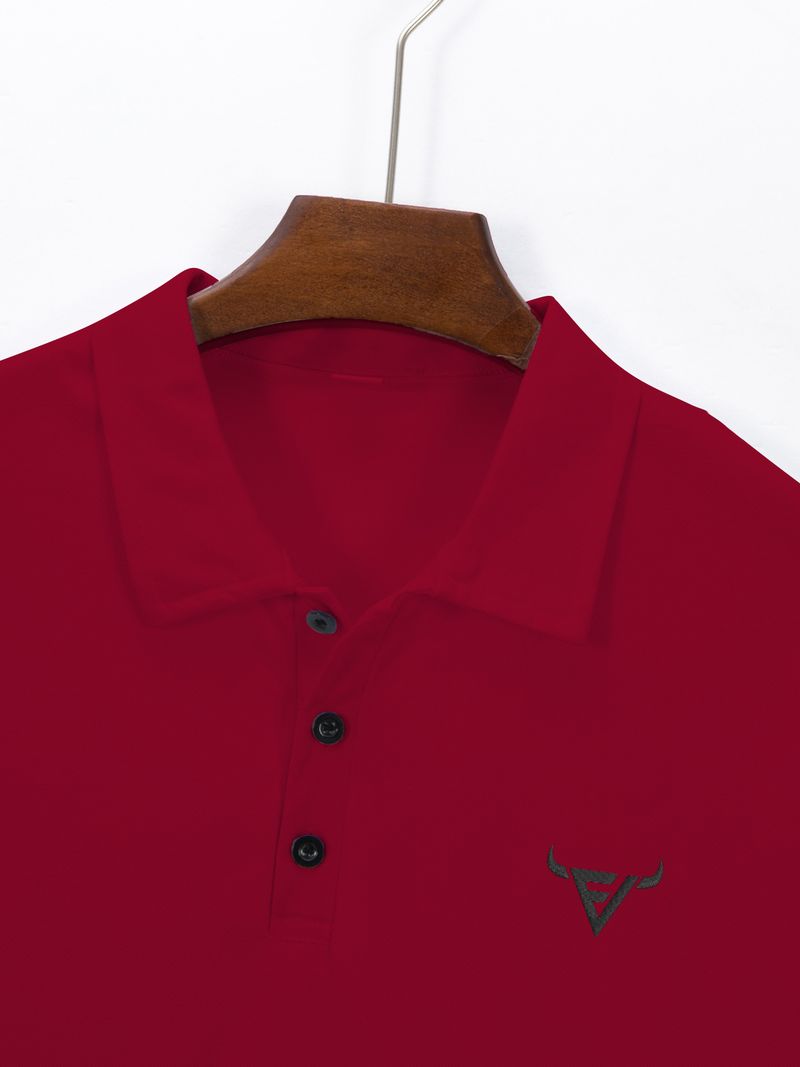 Schlichte Business-Casual-Revers-Oberteile für Herren, exklusive Poloshirts mit Bullenkopf-Stickerei_voghion.com
