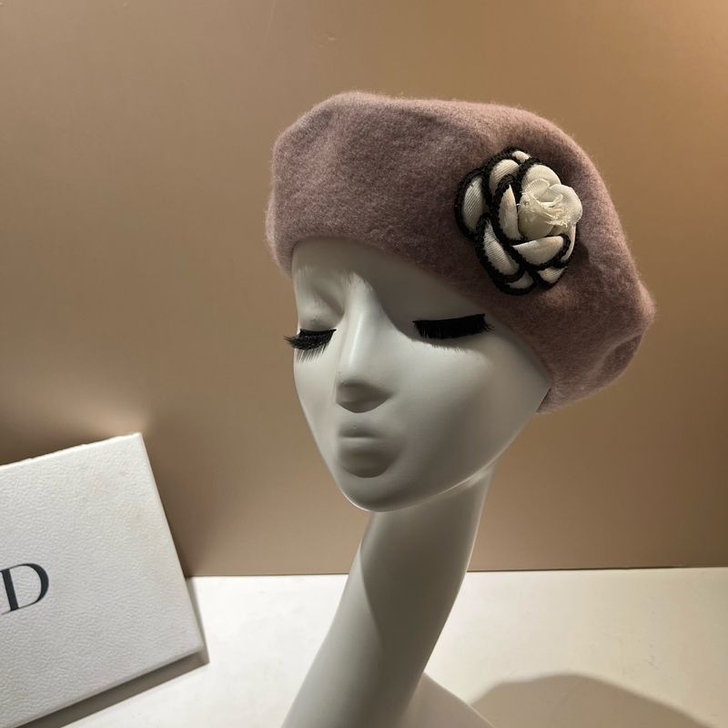 Berretto in lana per adulti, stile francese, piccolo, profumato, stile camelia, artista, moda, semplice, versatile, cappello ottagonale_voghion.com