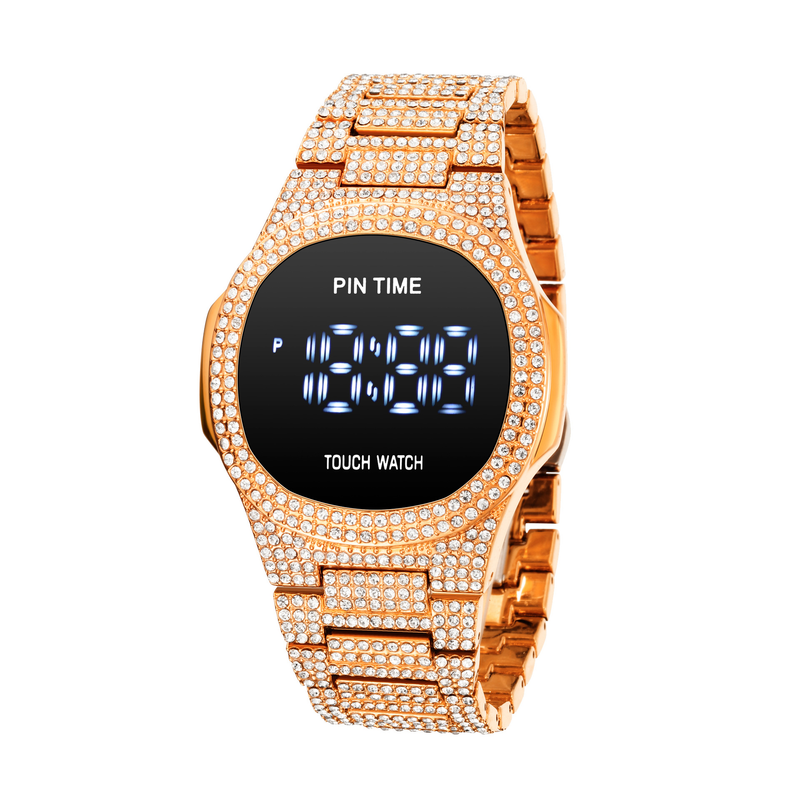 Luxuriöse, minimalistische Digitaluhr für Herren mit Diamantakzenten – wasserdichte Quarzuhr für Business und Freizeit – Roségold, Silber, Gold, Schwarz_voghion.com