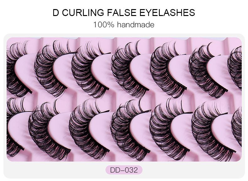 Lash extension set 10 pairs of large curly false eyelashes Natural eyelashes Thick black cotton false eyelashes_voghion.com