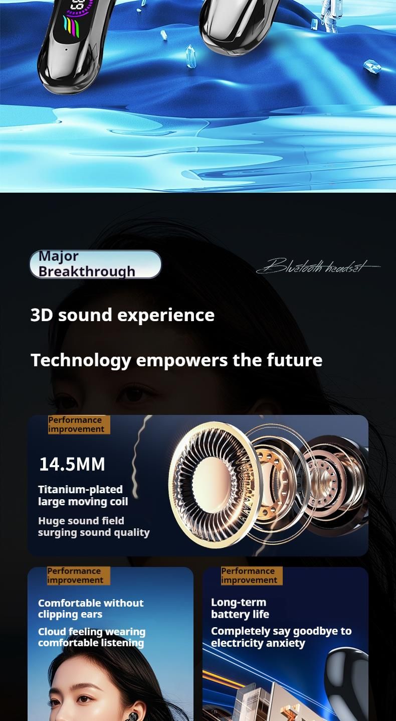 Cuffie Bluetooth wireless con archetto da collo, display LED, suono stereo a forma di auto sportiva, auricolari magnetici in-ear, auricolari sportivi per giocatori_voghion.com