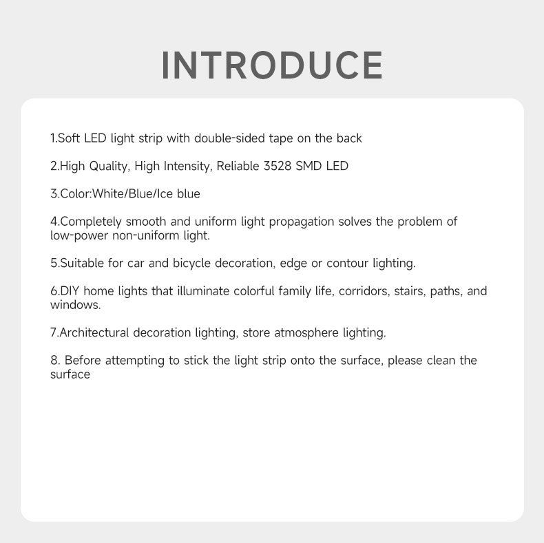 illuminazione d'atmosfera a LED per auto e moto di vendita calda, 6 strisce di luce per telaio, luce per piedi, barra luminosa ad alta luminosità_voghion.com