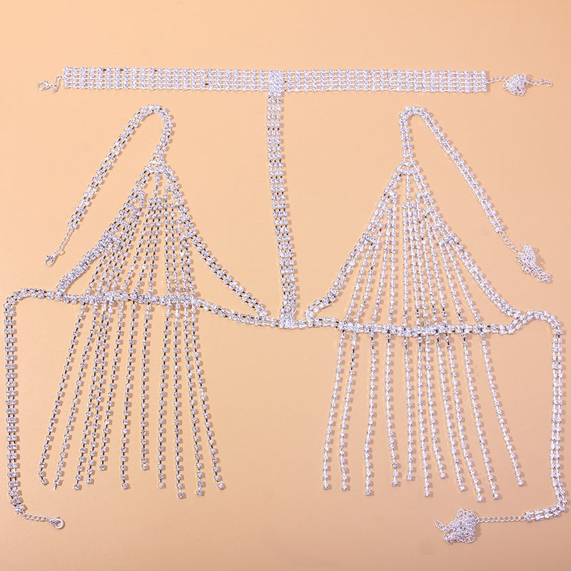 Heiße Strass Körperkette Mode Sexy Quaste Halskette Siaman Brustkette Schmuck Körperkette_voghion.com