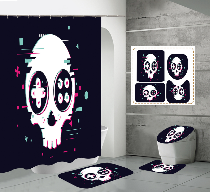 High definition digital printing hot game handle waterproof polyester bathroom shower curtain set_voghion.com