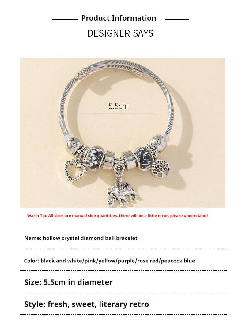 Familienmodestil Bunte Perlenkrone Liebesschlüssel Glückseliger Elefant Paar Student Vielseitiges Armband_voghion.com