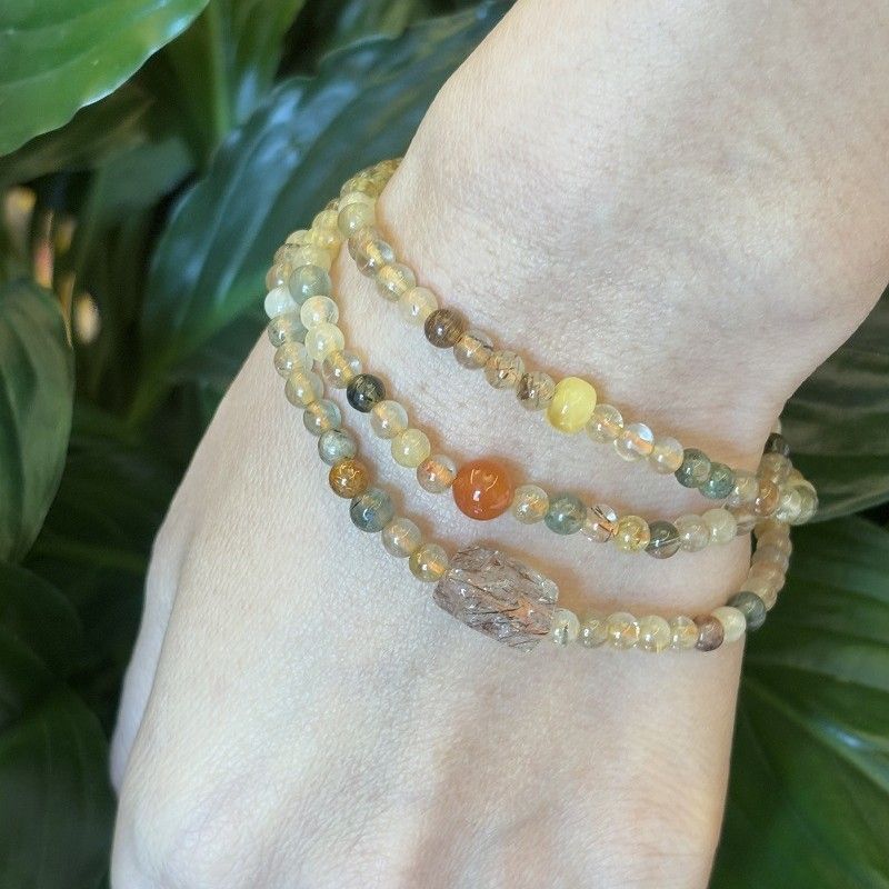 Braccialetto a tre fili per capelli colorati naturali da donna, alla moda, piccolo, in cera di miele fresca, semplice, con cristalli, multi-cerchio, cordino da mano_voghion.com