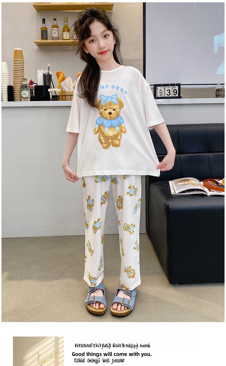 Chinese Style Printed Three-piece Set Girl's Class A Modal suit 24 Summer New Children's Short-sleeved Shorts Trousers_voghion.com