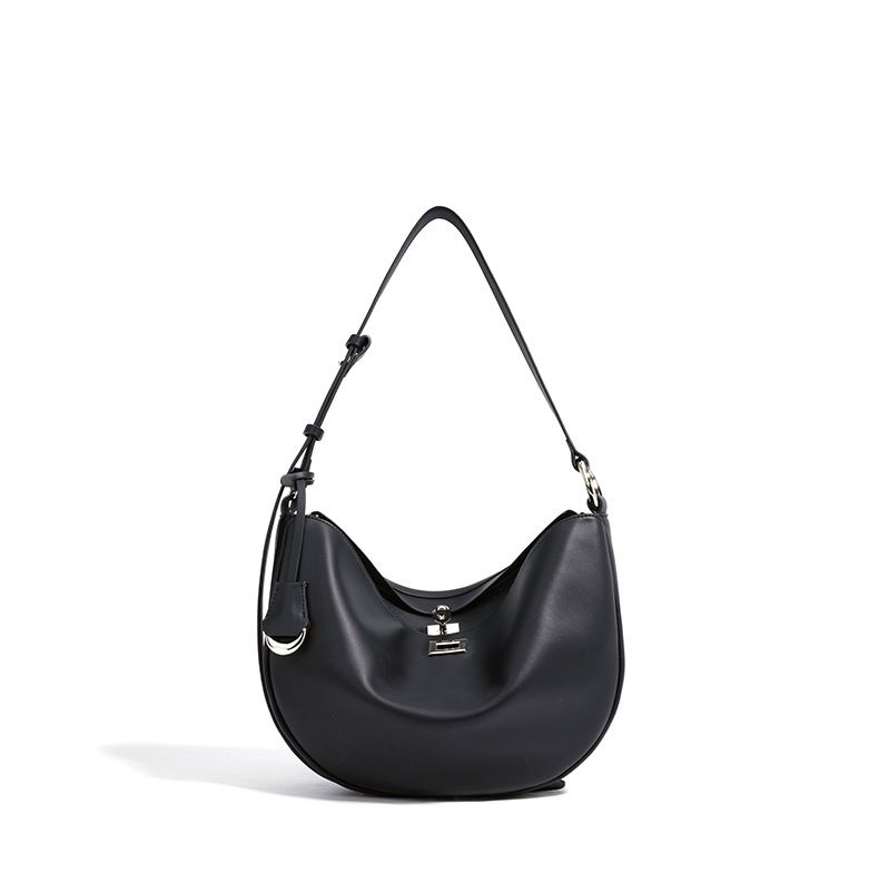 Sac à main Hobo en cuir véritable pour femme, design classique Crescent, grande capacité, bandoulière_voghion.com