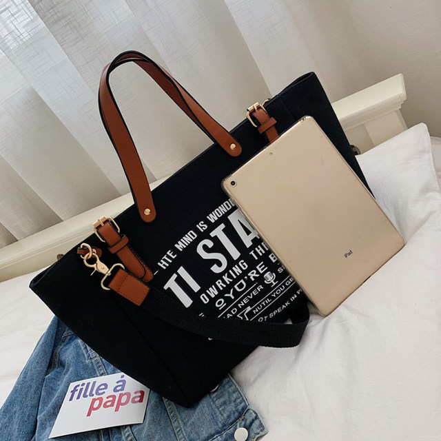 Yogodlns Mode Canvas Handtas en Portemonnee Vrouwelijke Schoudertas met grote capaciteit Letter Design Crossbody Tas Casual Totes Bag Bolsa_voghion.com