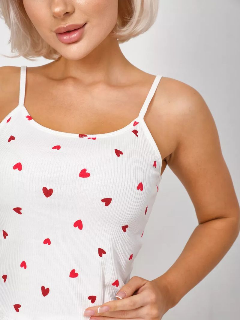 Damen Pyjamas Set Zwee-Stéck Set, Printed Love, Suspenders, Shorts, Casual Set, Loungewear_voghion.com