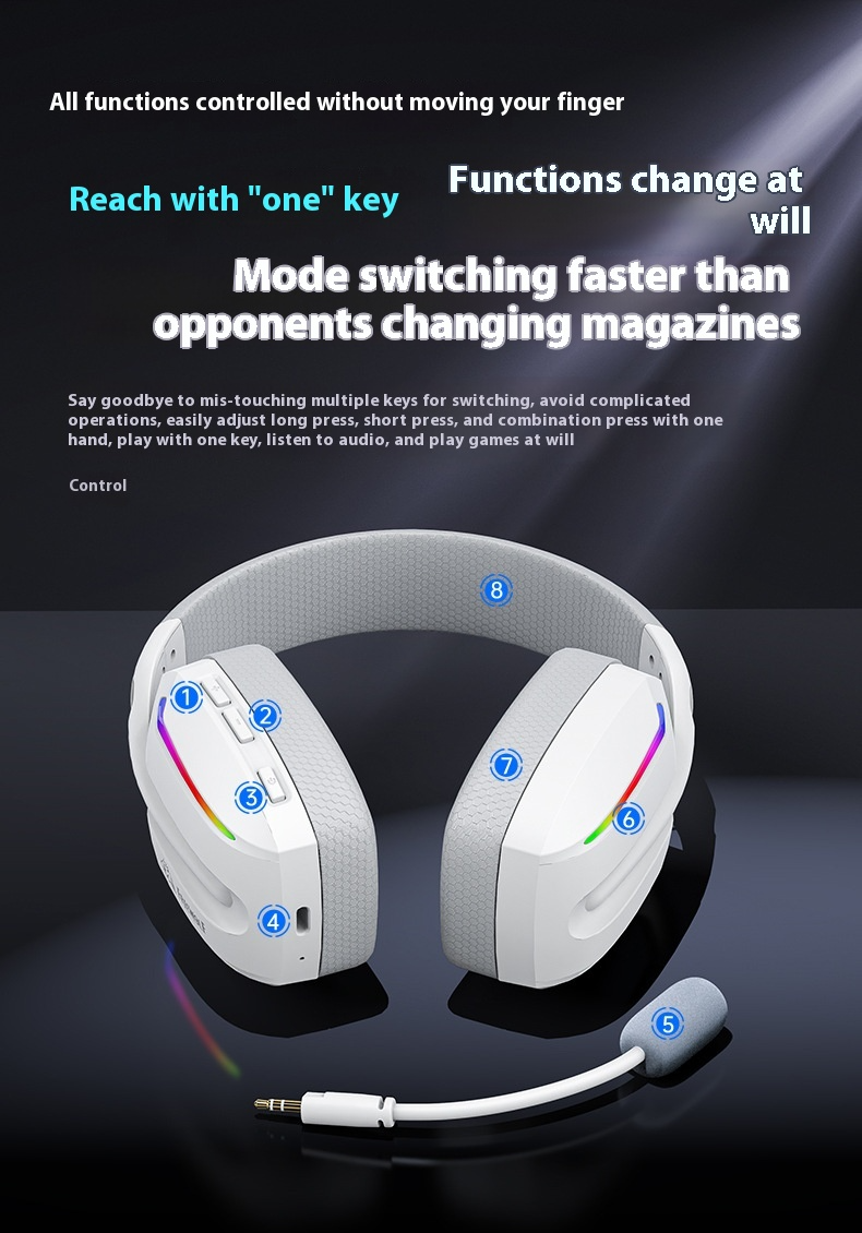 V10 Three-mode Game Headset-5.1 Surround Sound Noise Reduction Microphone For PS5/PC/Switch-lightweight 208g Design_voghion.com