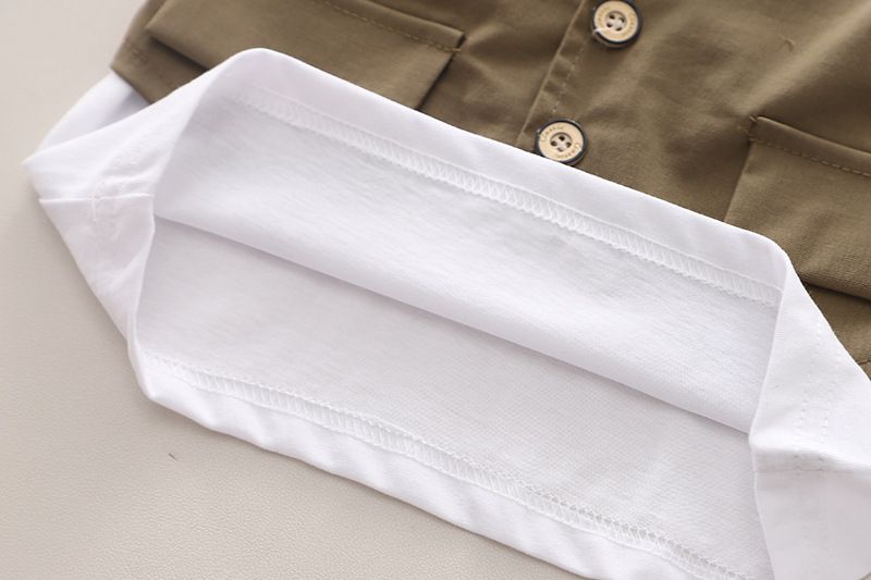 2024-es nyári egyszínű rövid ujjú öltöny új gyermekruházat hétköznapi fiú rövidnadrág szett szép ruhák_voghion.com