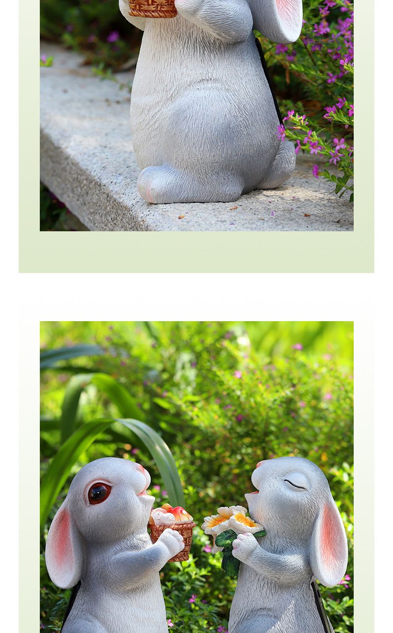 New Product Simulation Animal Garden Decoration Solar-Powered Yard Lawn Light Craft Rabbit Ornament_voghion.com