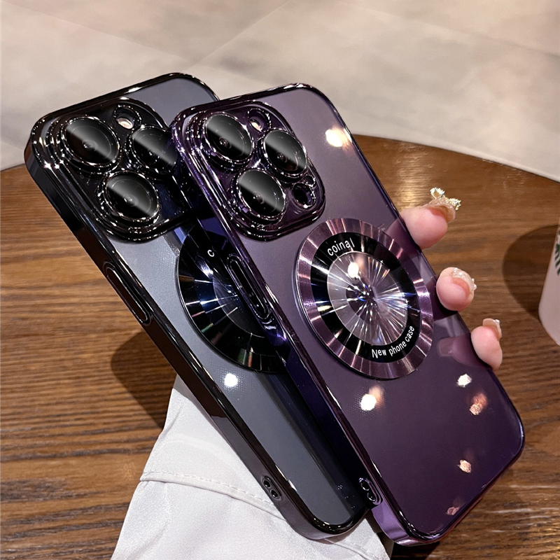 Luxury Electroplated Wireless Charging Case For IPhone 14 Pro Max Plus 13 12 11 14 Plus PC Hard Magentic Fashion Cover_voghion.com