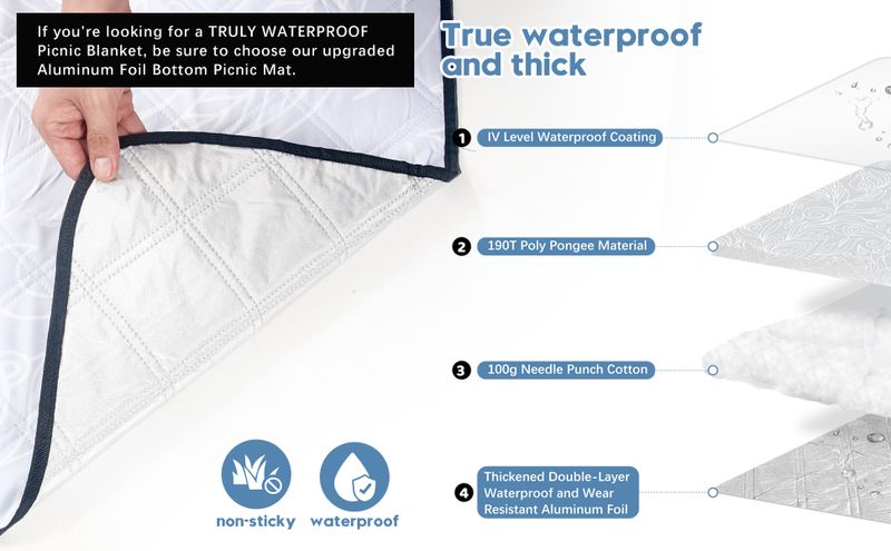 DEWUR X 200,66 cm Extra grote buitendeken, waterdicht, zanddicht, picknickmat, wasbaar, opvouwbaar, draagbaar, gras, gazon, strand_voghion.com