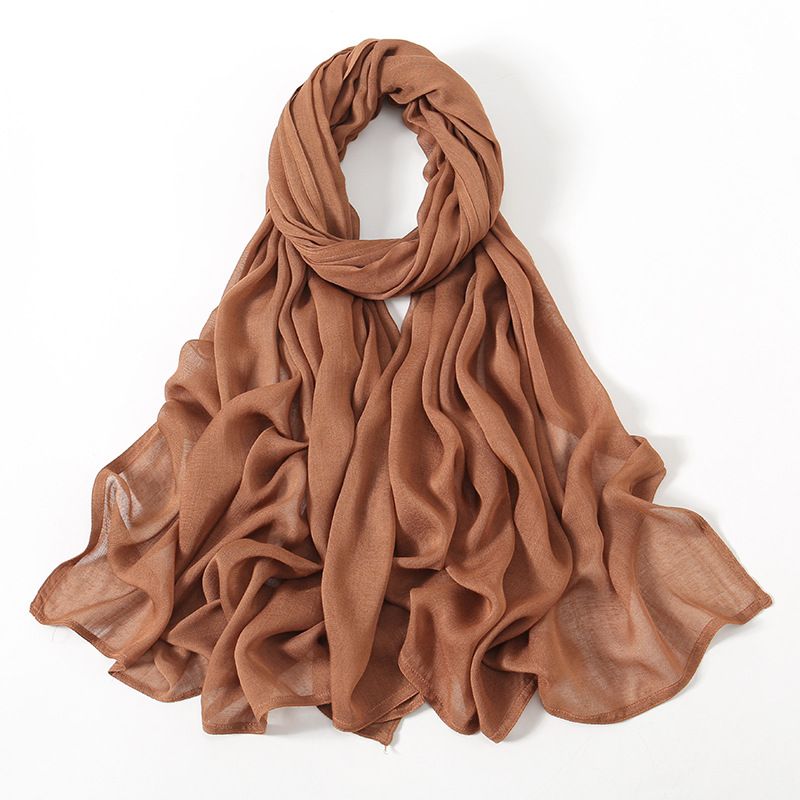 Sciarpe da donna autunno nuovo colore unito vendita calda foulard in cotone malese indonesiano tinta unita bordo largo sottile sciarpa traspirante in modal_voghion.com