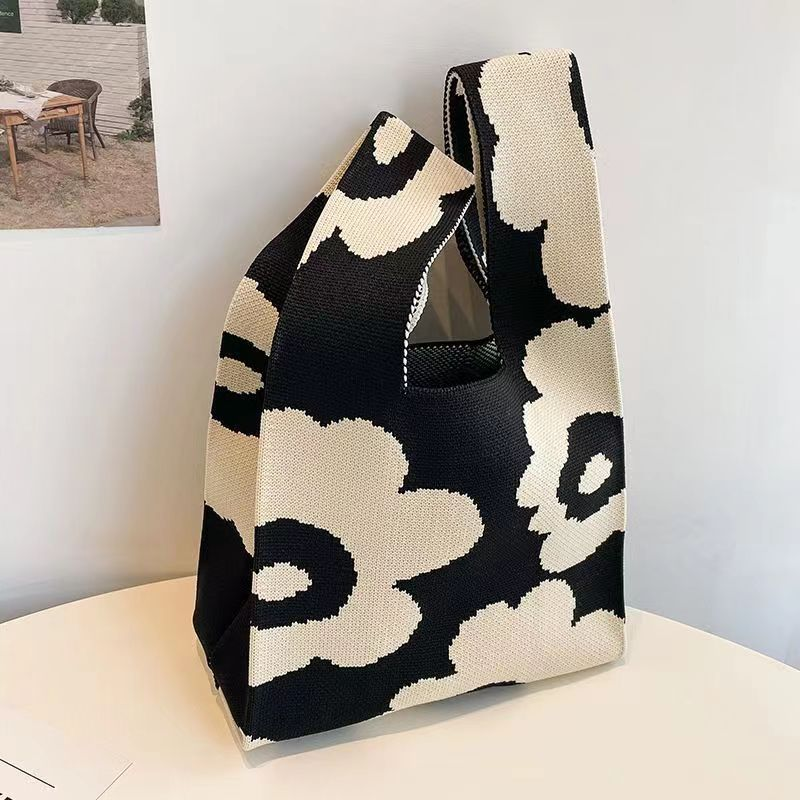 ins Panda Borsa a mano Borsa da donna Borsa in maglia Borsa a secchiello in lana con regalo a mano Borsa tote Borsa per il pranzo in scatola_voghion.com