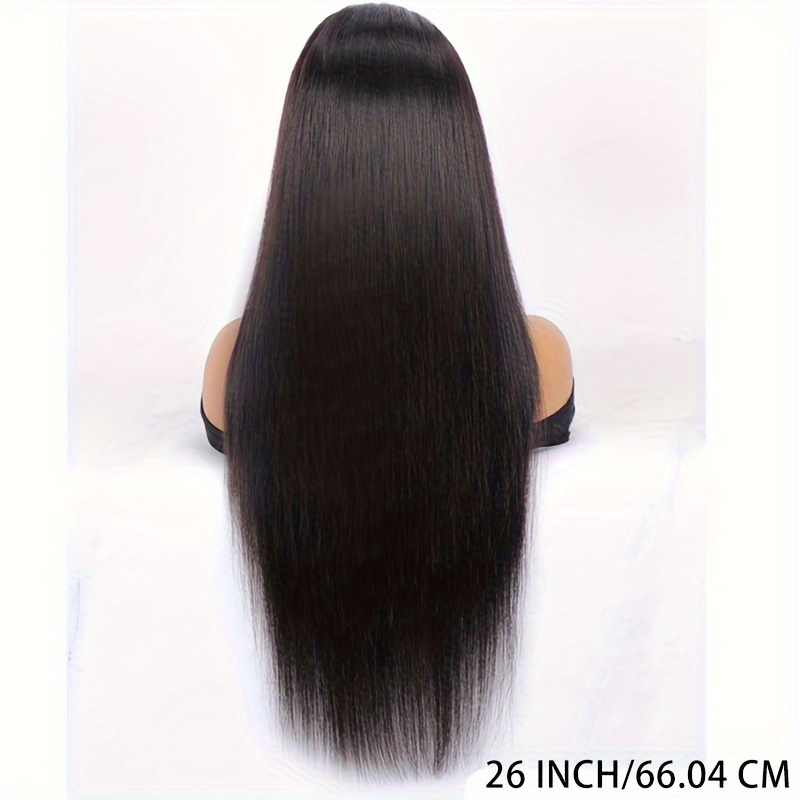 Perruque de cheveux humains avec frange complète, cheveux lisses et lisses, 100% cheveux humains, couleur naturelle_voghion.com