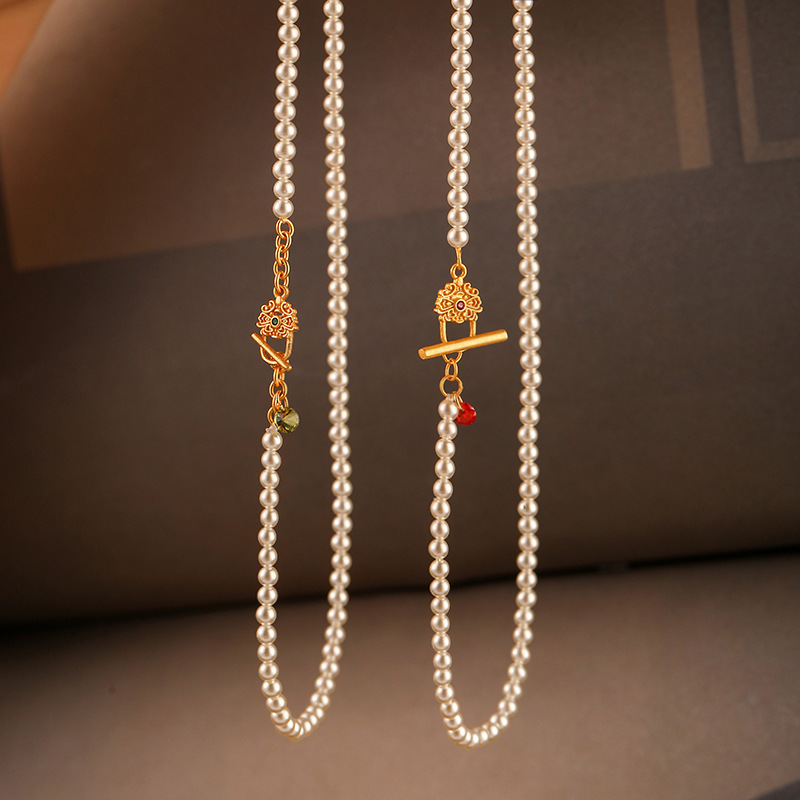 Retro nuovo stile cinese OT fibbia imitazione collana di perle Shijia per le donne nicchia di fascia alta di lusso leggero temperamento moda catena clavicola per le donne_voghion.com