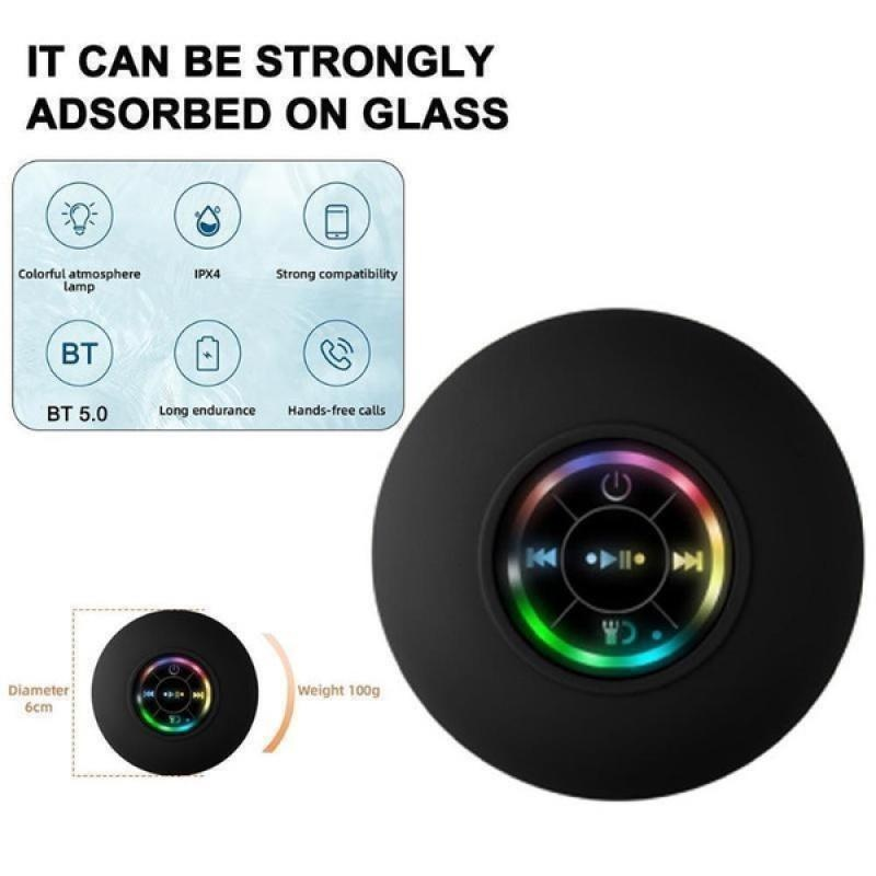 LANSKLBD Mini Bluetooth Hoparlör Taşınabilir Su Geçirmez Vantuz Kablosuz Handsfree Hoparlörler Işıklı LED Işık Duşlar Havuz Araba_voghion.com