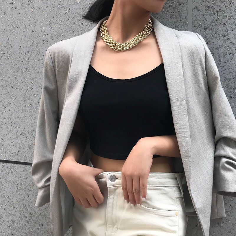 European And American Simple Net Red Jewelry Exaggerated Personality Thick Necklace Women's Retro Fashion Accessory_voghion.com
