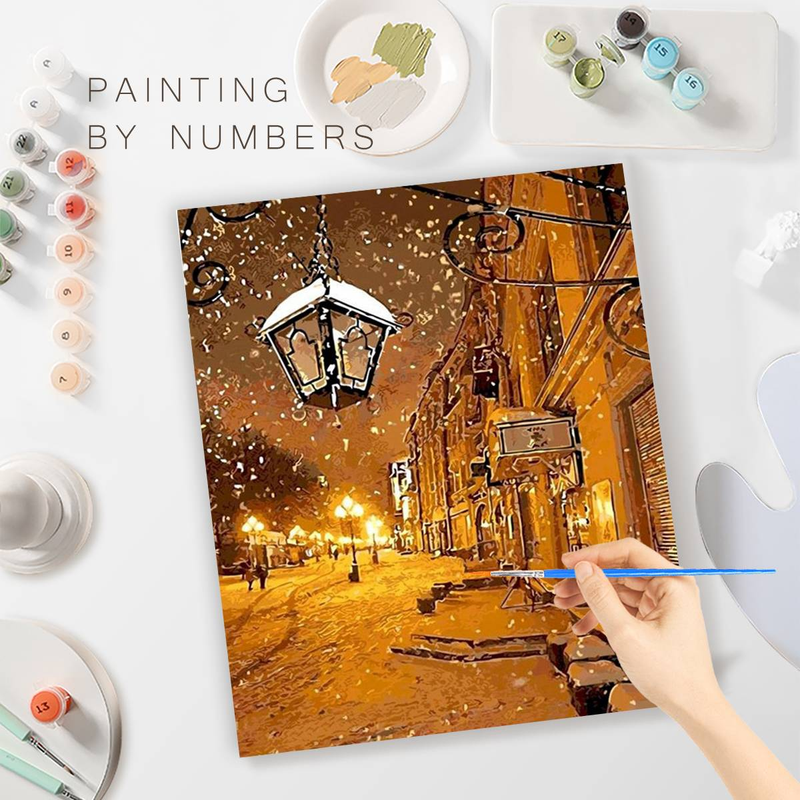 RUOPOTY Oil Paint By Numbers Kits Canvas Painting Winter Snow Castle Paint For Painting Wall Decor _voghion.com