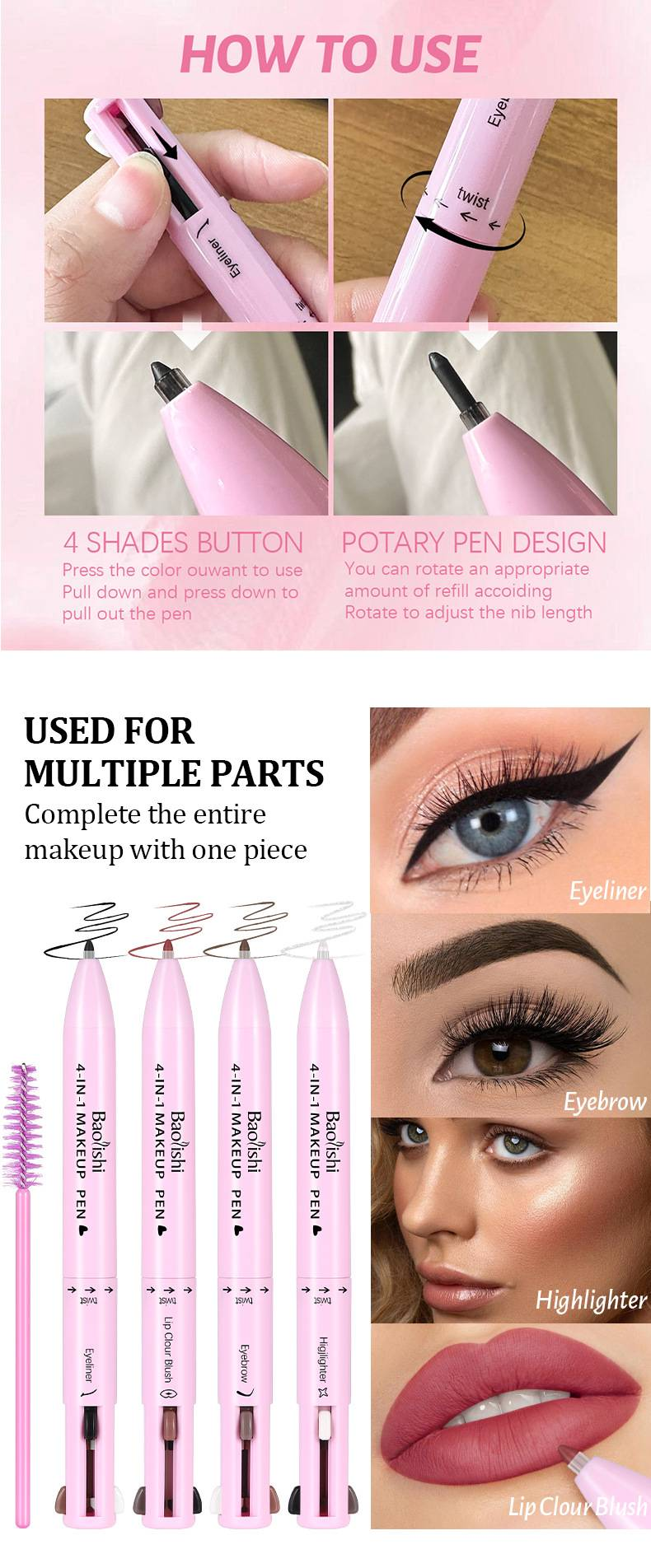 4-in-1 Makeup pencil High Gloss lip Liner_voghion.com