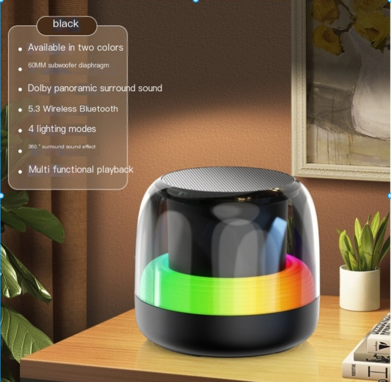 Langaton Bluetooth-kaiutin, suuren äänenvoimakkuuden minikaiutin, RGB-ulkokäyttöinen kannettava kannettava kannettava autoon asennettu pieni teräskanuuna_voghion.com