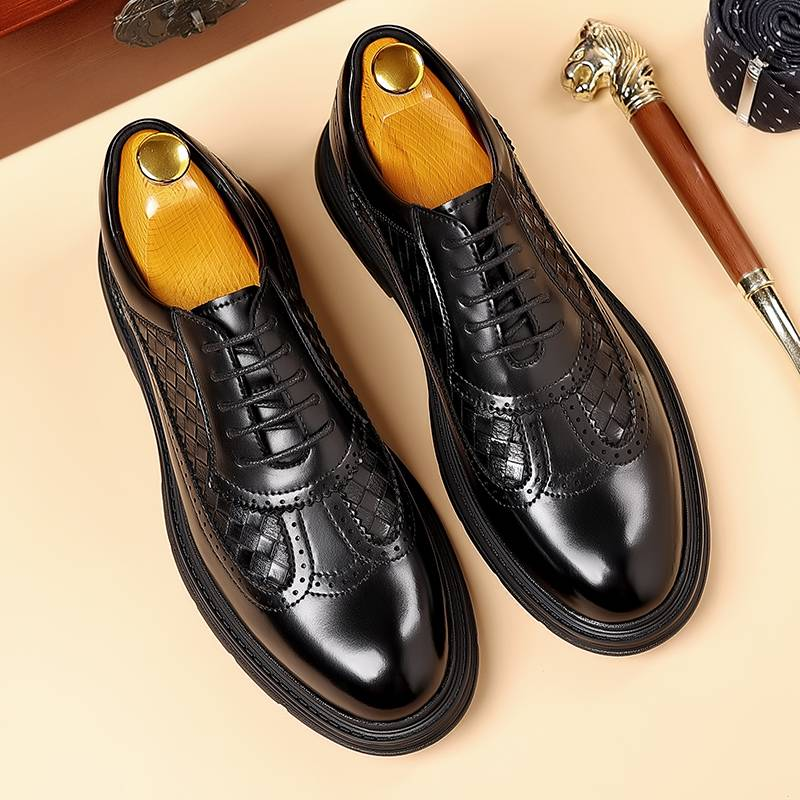 Pantofi Derby la modă pentru bărbați, negri, britanici, de afaceri, formali, cu șireturi, din piele, maro, britanic, pentru banchet, pantofi din piele de mireasă_voghion.com