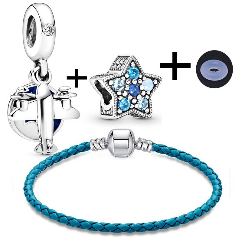 Charm Bracelets Simple Design Diy Blue Leather Bracelet Heart Lips String Luxury Accessories_voghion.com