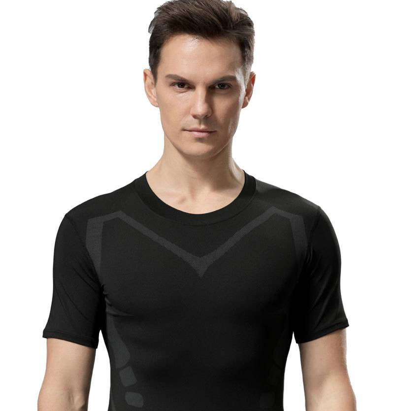 Sous-vêtement de sport à manches courtes pour homme, extensible et respirant, à séchage rapide, ajusté et imprimé, idéal pour la course, le basket-ball, l'entraînement et la salle de sport (maillot de corps)_voghion.com